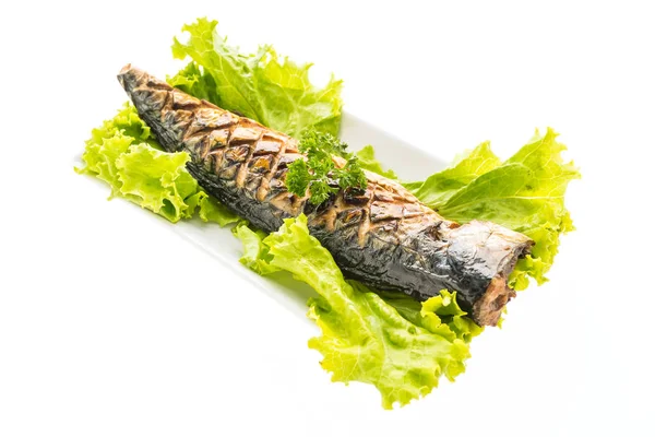 Gegrilde Saba vis met zoete saus — Stockfoto