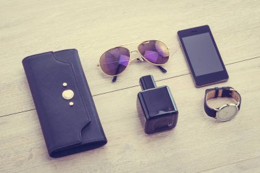 Ahşap arka plan üzerinde güzel Aksesuar