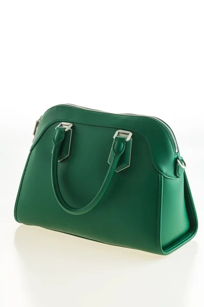 Hermosa elegancia y bolso verde de moda de lujo — Foto de Stock
