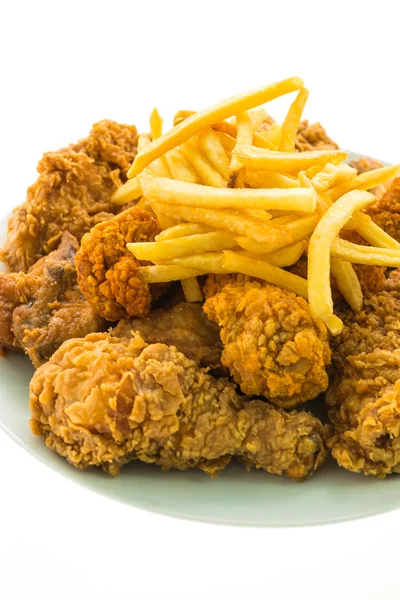 Fried chicken and french fries — Stock Photo, Image