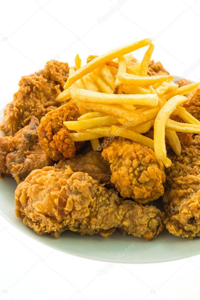 Fried chicken and french fries 