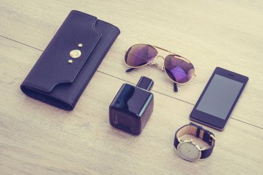 Ahşap arka plan üzerinde güzel Aksesuar