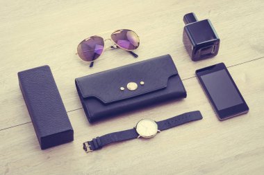 Ahşap arka plan üzerinde güzel Aksesuar