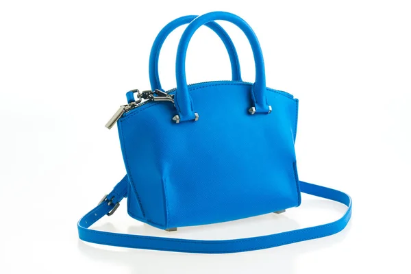 Uxury mode kvinnor och blå handväska — Stockfoto