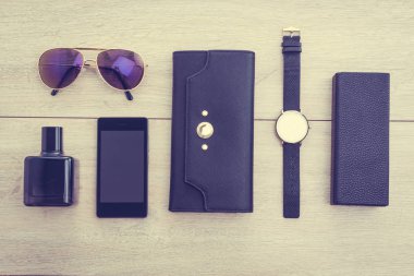 Ahşap arka plan üzerinde güzel Aksesuar