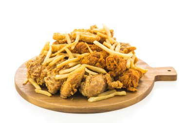 French fries and fried chicken\