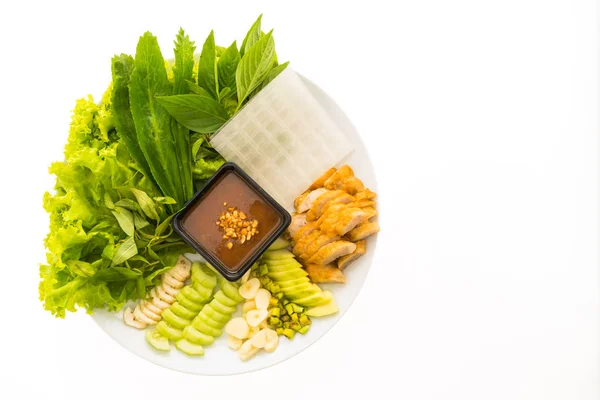 Vietnamca domuz sosisi ve salata — Stok fotoğraf