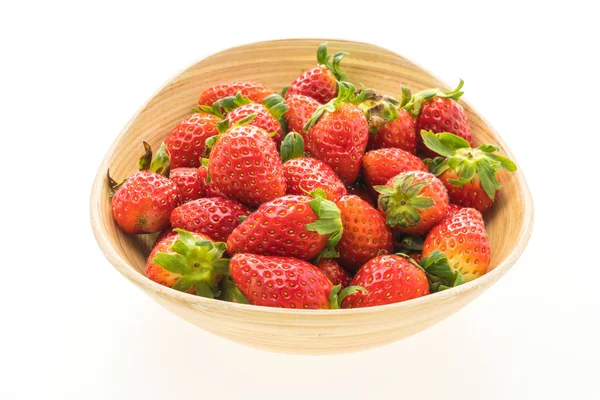 Group of Strawberries in wooden bowl — Stock Photo, Image