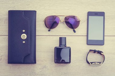 Ahşap arka plan üzerinde güzel Aksesuar