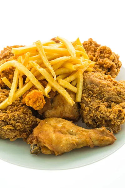 Fried chicken and french fries — Stock Photo, Image