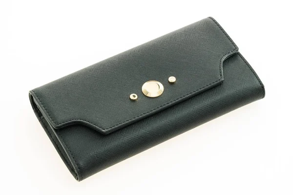 Black leather woman wallet — Stock Photo, Image