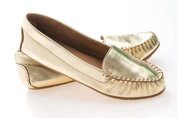 Moda altın kadın ayakkabı — Stok fotoğraf