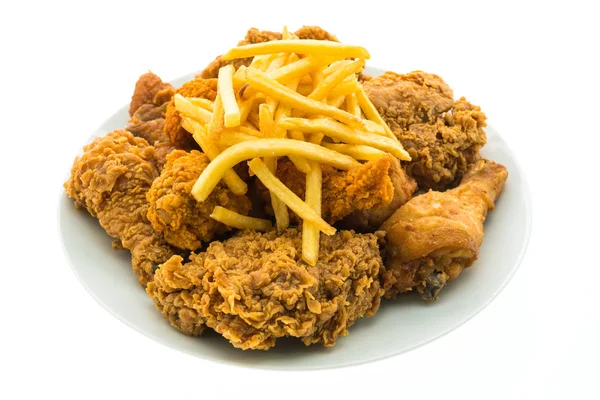Smažené kuře a hranolky — Stock fotografie