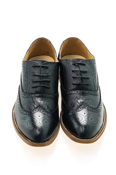 Černé kožené boty — Stock fotografie