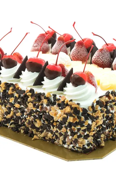 Ice cream cake with cherry on top