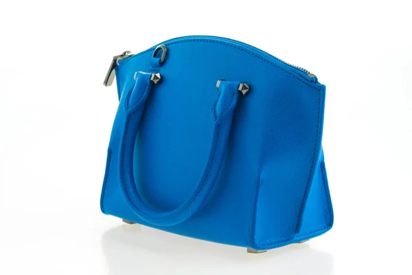 Vackra elegans och lyx mode kvinnor och blå handväska — Stockfoto