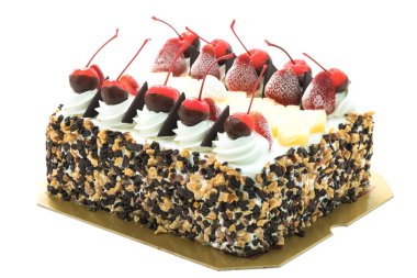 Üstünde kiraz olan dondurmalı pasta.