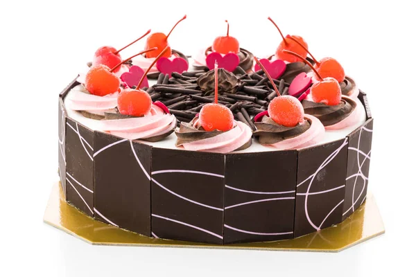 Schokoladenkuchen mit Kirsche obendrauf — Stockfoto