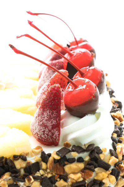 Ice cream cake with cherry on top — Stock Photo, Image
