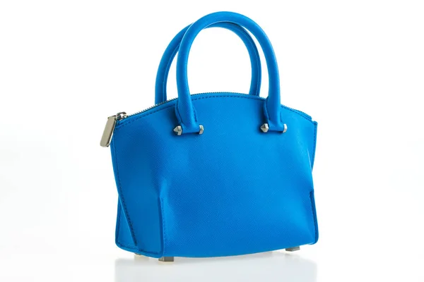 Beautiful elegance and luxury fashion women and blue handbag — Stock Photo, Image