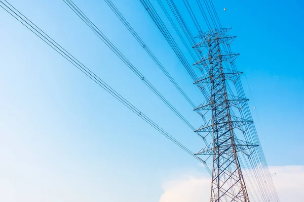 Electricity post with high voltage — Stock Photo, Image