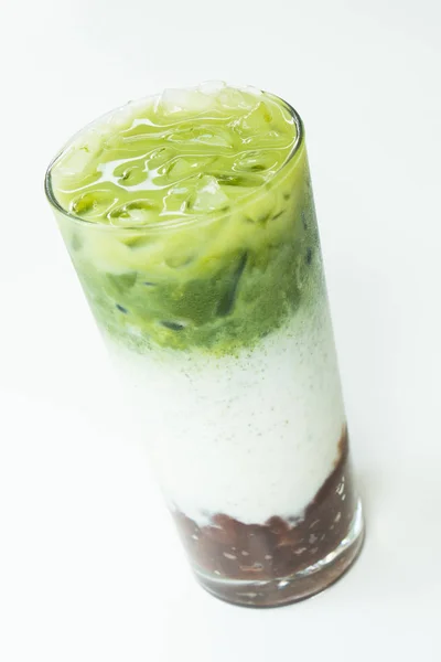 Chá verde macha gelado latte — Fotografia de Stock
