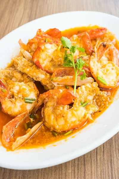 Fried prawn and shrimp with garlic — Stock Photo, Image