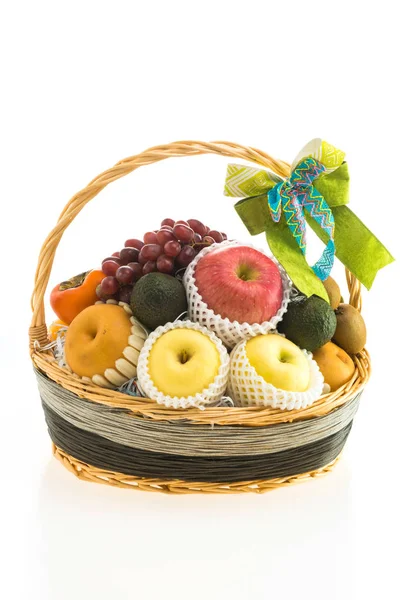 Fruits wicker basket — Stock Photo, Image