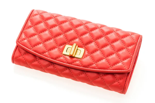 Rött läder kvinnor plånbok — Stockfoto