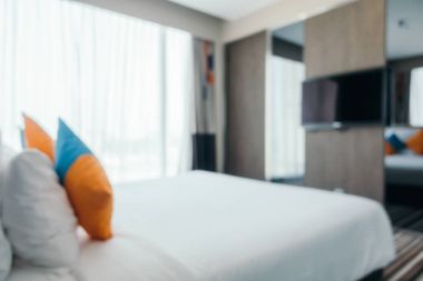 Arka plan için soyut bulanık yatak odası iç mimarisi