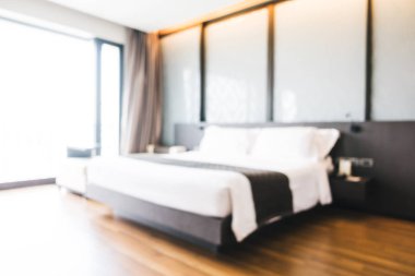 Soyut bulanıklık ve ufuk otel yatak odası iç dekorasyonda