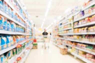 Soyut bulanıklık ve bokeh süpermarket ve indirim mağazası iç