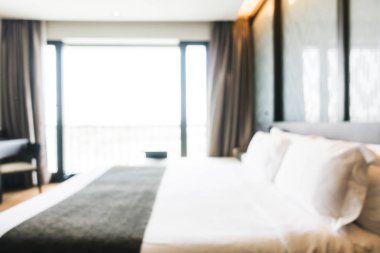 Soyut bulanıklık ve ufuk otel yatak odası iç dekorasyonda