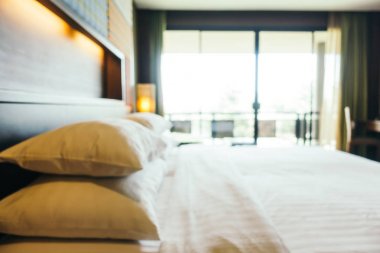 Soyut bulanıklık ve ufuk otel yatak odası iç dekorasyonda