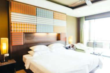 Soyut bulanıklık ve ufuk otel yatak odası iç dekorasyonda