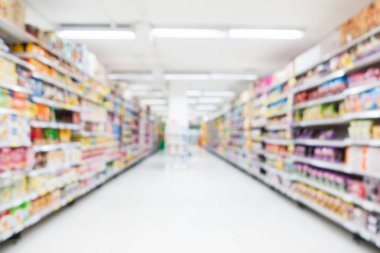 Soyut bulanıklık ve bokeh süpermarket ve indirim mağazası iç