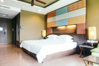 Soyut bulanıklık ve ufuk otel yatak odası iç dekorasyonda