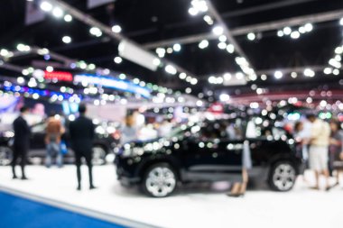 Soyut bulanıklık ve ufuk araba ve motor sergi gösterisi