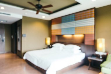 Soyut bulanıklık ve ufuk otel yatak odası iç dekorasyonda