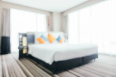 Arka plan için soyut bulanık yatak odası iç mimarisi