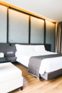 Soyut bulanıklık ve ufuk otel yatak odası iç dekorasyonda