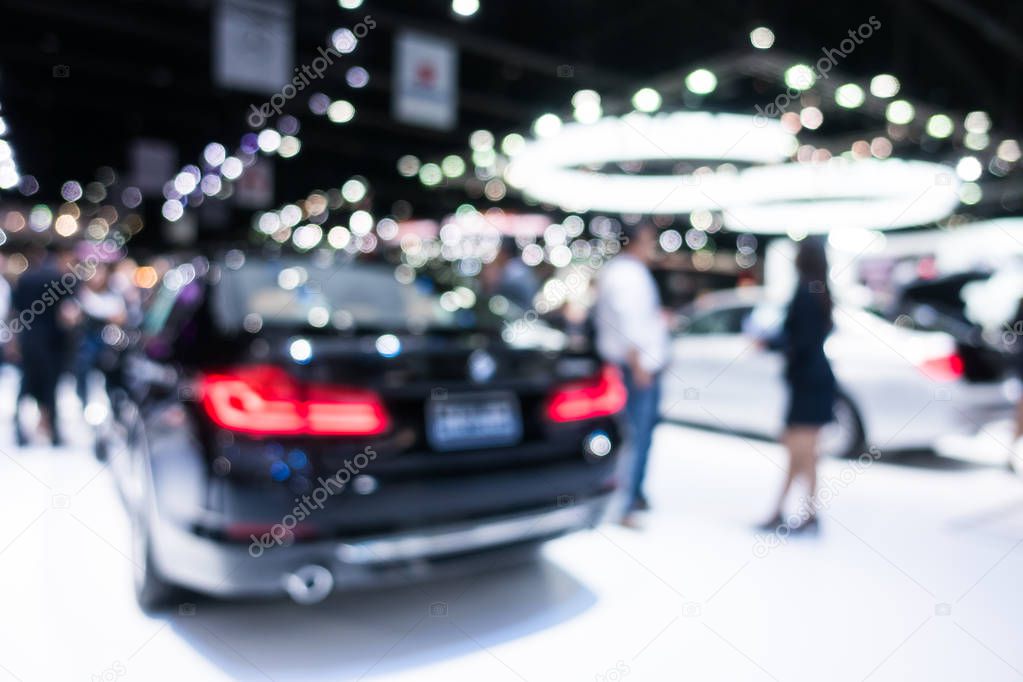 Abstract blur and defocused car and motor exhibition show