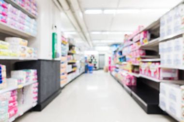 Soyut bulanıklık ve bokeh süpermarket ve indirim mağazası iç