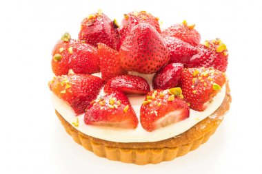 Şekerli tatlı tart üstüne çilek ile