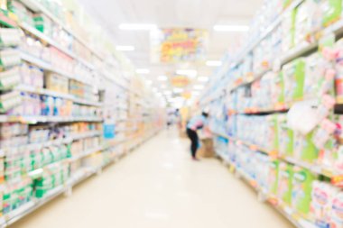 Soyut bulanıklık ve bokeh süpermarket ve indirim mağazası iç