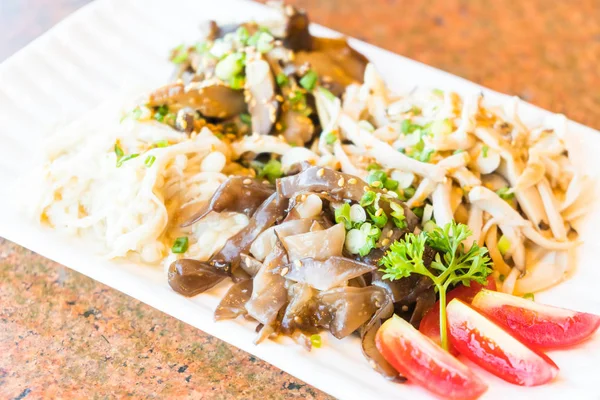 Mushroom salad in white plate — Stock Photo, Image