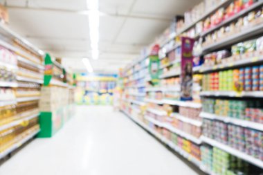 Soyut bulanıklık ve bokeh süpermarket ve indirim mağazası iç