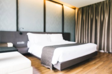 Soyut bulanıklık ve ufuk otel yatak odası iç dekorasyonda