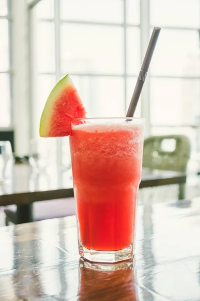 Geeiste Wassermelonensaft Smoothies Glas — Stockfoto