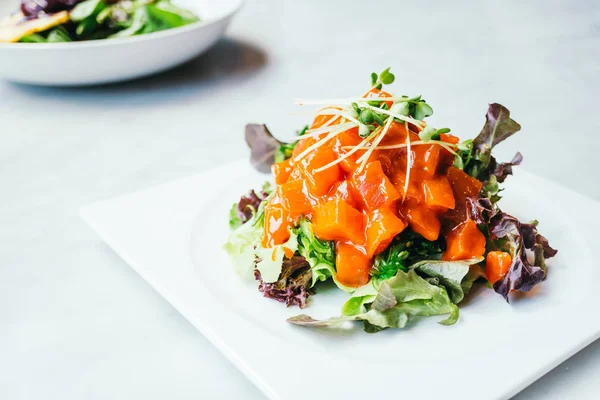 Tuna tartare in white plate — Stock Photo, Image